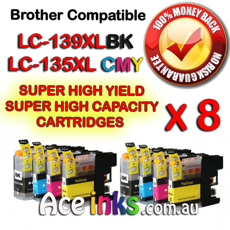 Value Pack 8 Combo Compatible Brother LC139XLBK 135XLCMY